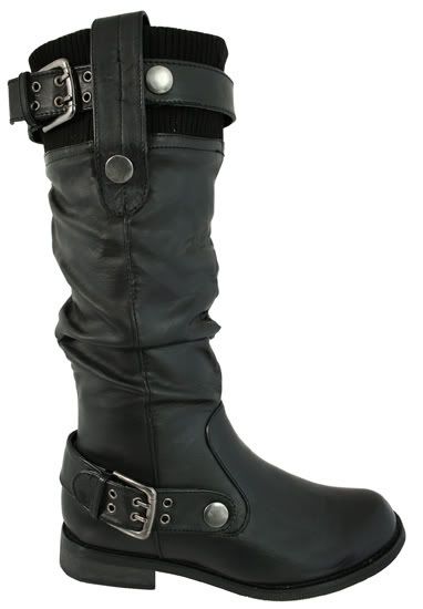 wide calf flat black boots