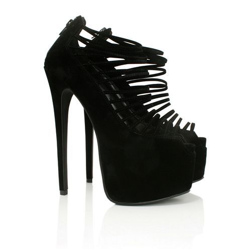 NEW WOMENS STILETTO HEEL STRAPPY PEEP TOE CONCEALED PLATFORM SHOES ...