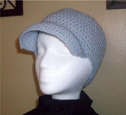 Gray Crochet Brimmed Skull Cap
