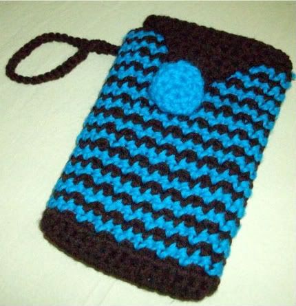 Kindle/Nook Clutch-Crochet Brown and Teal