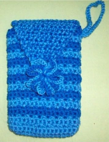 Kindle/Nook Clutch-Crochet Two Blue Flower