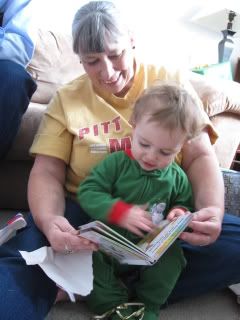 Reading a new book with Grammy