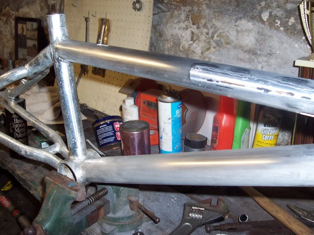 Polishing aluminum honda frame #3