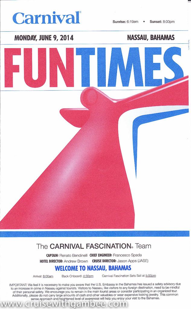 Carnival Fascination FunTimes Daily Paper