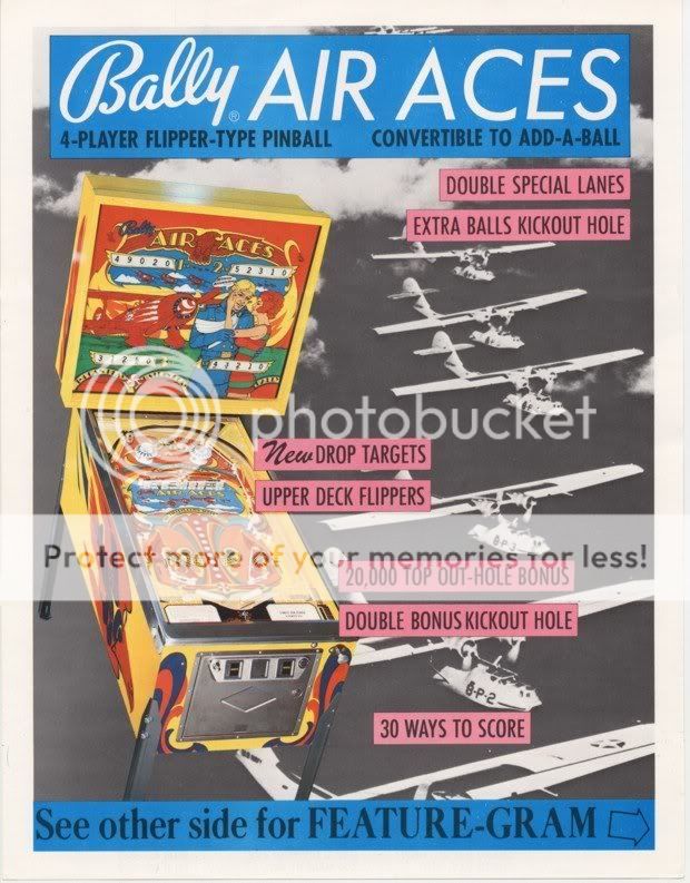 Air Aces Pinball Machine Flyer Original Brochure