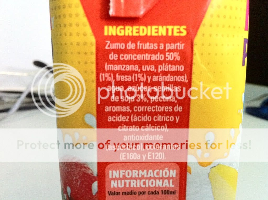 Resultado de imagen de ingredientes etiquetas del zumo