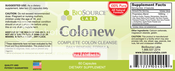 colonew colon cleanse ingredients