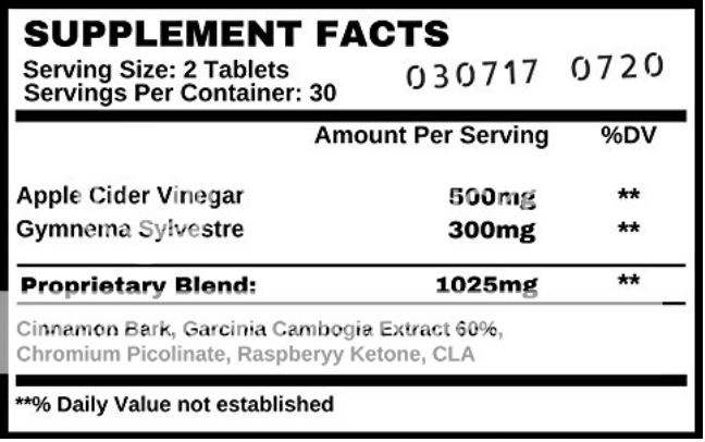 Angry Supplements Apple Cider Vinegar ingredients