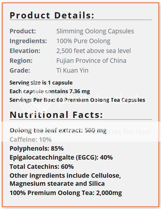 slimming oolong capsules ingredients
